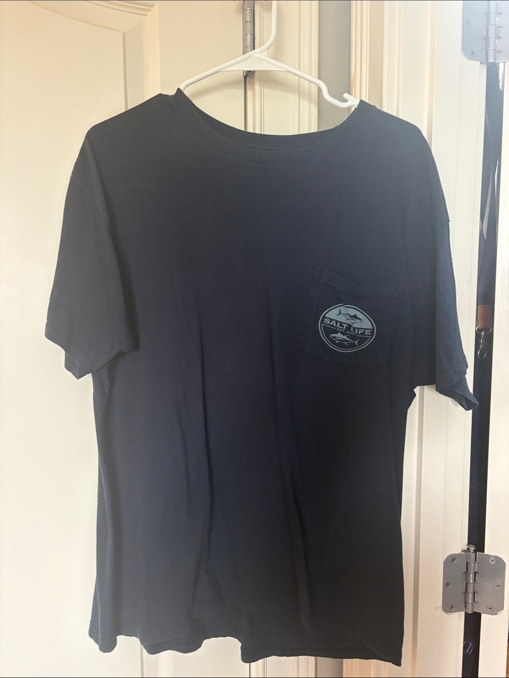 Salt Life Navy Short Sleeve Pocket Tee with Logo